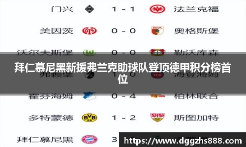 拜仁慕尼黑新援弗兰克助球队登顶德甲积分榜首位